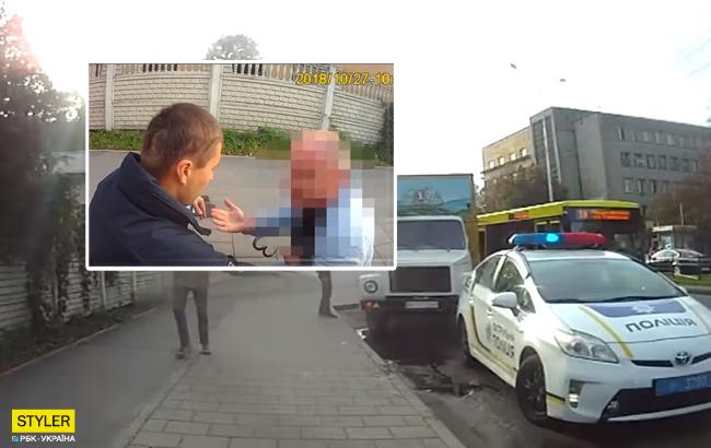 Во Львове водитель пытался съесть документы и покусал патрульного