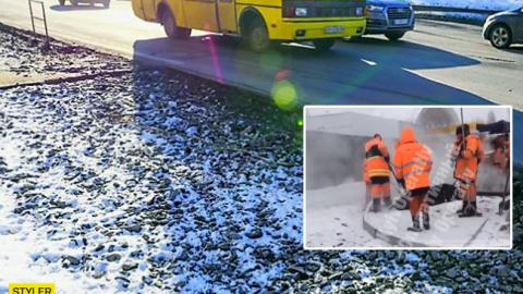 "За асфальт вчора було сплачено": в мережі сміються над ремонтом доріг у засніженому Києві