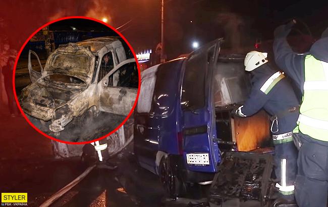 Загорелась на ходу: в Киеве огонь дотла уничтожил автокофейню
