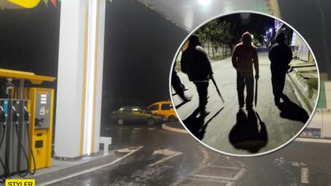 В Киеве банда в масках ограбила заправку (видео)