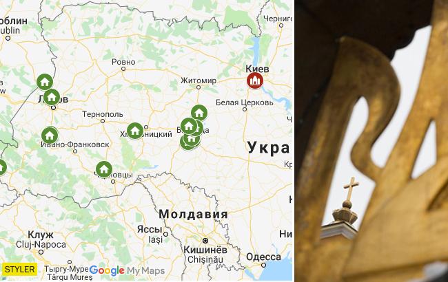 З'явилася онлайн мапа переходів до ПЦУ з УПЦ Московського патріархату