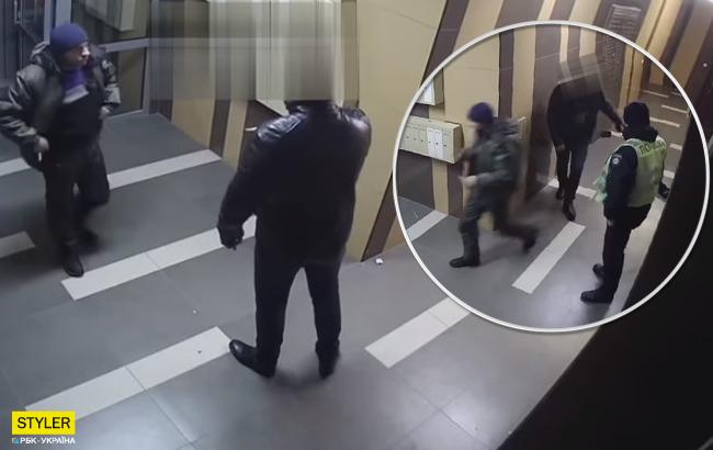 В Киеве наглые домушники устроили драку с жильцами (видео)