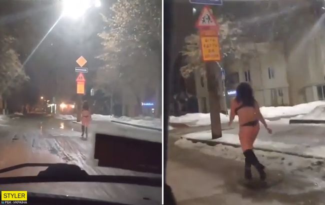 В центре Кропивницкого гуляла девушка без одежды (видео)