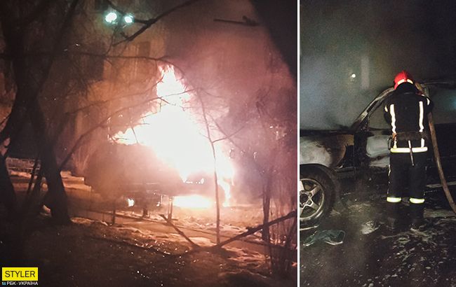 Политическая акция: в Киеве сожгли автомобиль депутата (фото, видео)