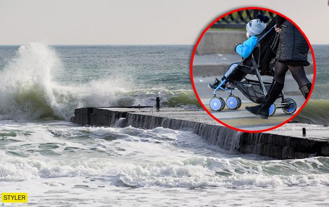 В Одессе ветер сдул в море коляску с ребенком: подробности ЧП