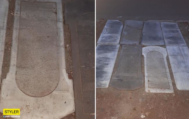 Намалюйте веселеньке: у Кривому Розі зупинку "прикрасили" могильними плитами (фото)