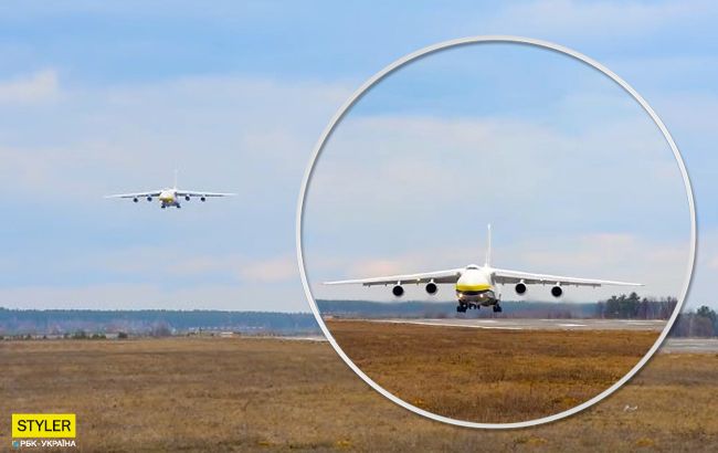 Фантастика: украинский самолет АН-124 приземлился при сильном боковом ветре (видео)