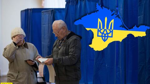 Скандал на выборах: в Киеве вывесили карту Украины без Крыма