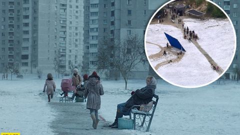 Літо перетворили на зиму: як на київській Троєщині знімали "Чорнобиль" (відео)