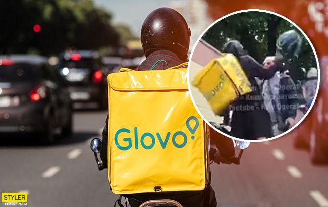 Шлемом по голове: курьер Glovo жестоко избил мужчину в Киеве (видео)