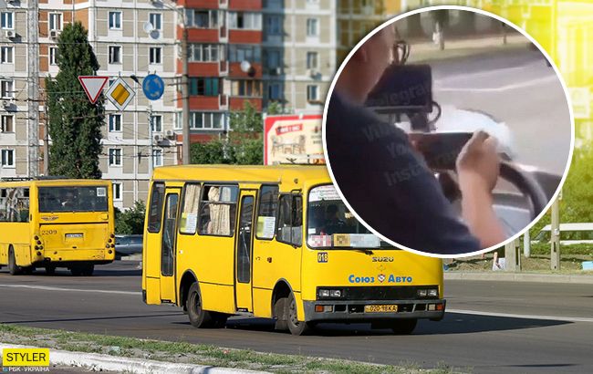 У Києві водій автобуса під час руху грав на смартфоні (відео)