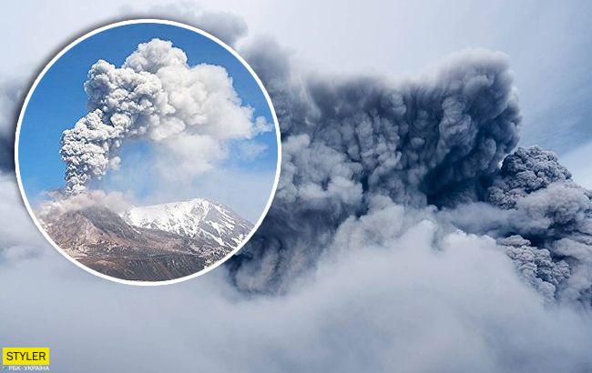 В России "рванул" древний вулкан: мощное извержение попало на видео