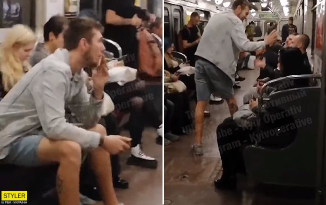 В киевском метро пассажир курил в вагоне: появилось видео