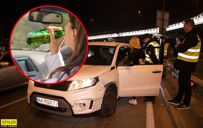 Просила денег на такси: в Киеве пьяная девушка на авто устроила скандал патрульным