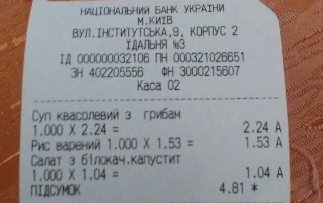 "Зажрались, буржуи": украинцы ошарашены чеком из столовой Нацбанка