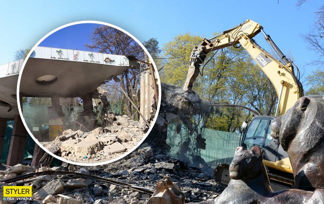 Киевский зоопарк начали ломать бульдозерами: видео разрушения эпохи