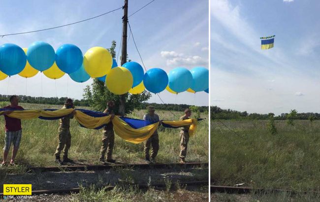Над Донецьком запустили величезний прапор України: бойовики обстрілювали його 20 хвилин