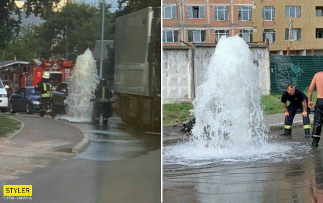 У Києві на вулиці забив "гейзер": рух авто паралізовано