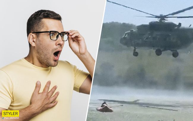 Под Харьковом вертолет устроил опасные маневры на людном пляже: видео возмутило сеть