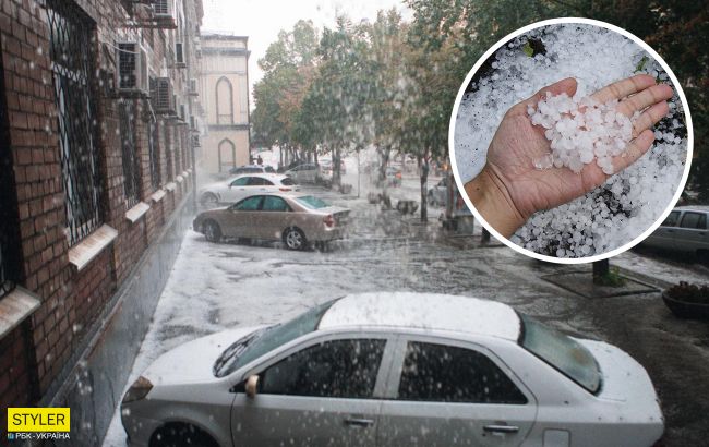 Потужна злива з градом перетворила вулиці Дніпра в засніжені річки: фото та відео