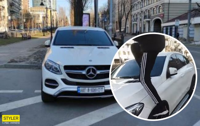 У центрі Києва хлопець пройшовся по Mercedes, який був припаркований на переході
