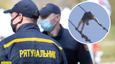 В Хмельницком мужчина прогулялся по тросам строительного крана на 40-метровой высоте (видео)