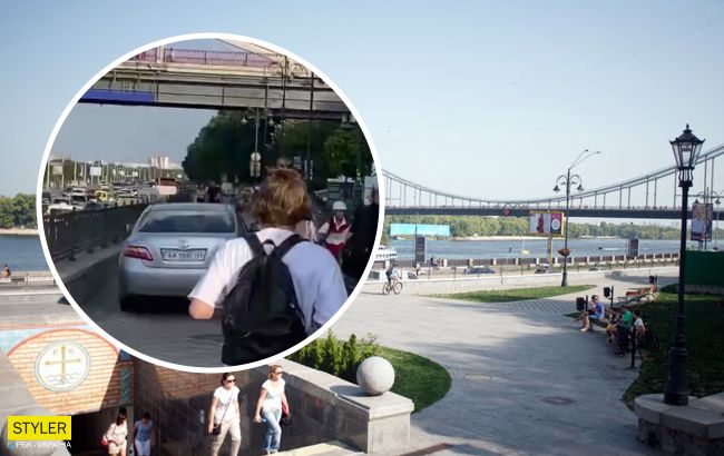 В центре Киева чиновники ездят на работу по тротуару: в сети возмущаются (видео)