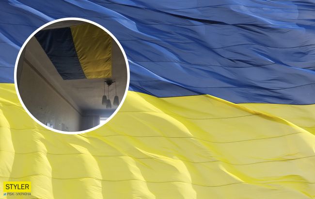 Чиновники в Миколаєві "залатали" дірку в стелі державним прапором України (фото)