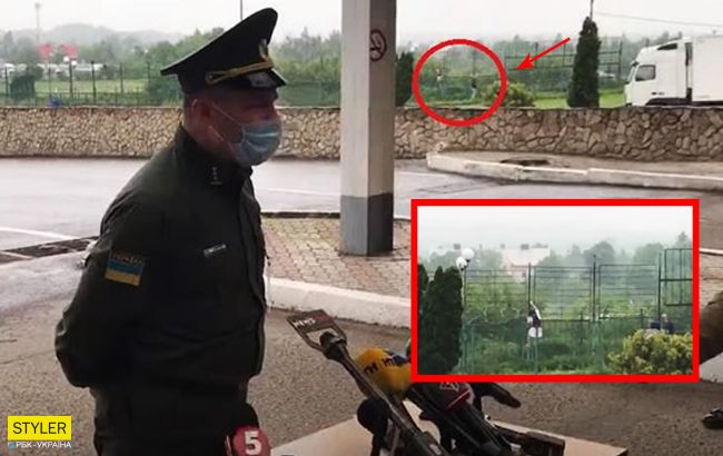 На границе с Польшей украинцы перелезли через забор во время брифинга пограничников (видео)