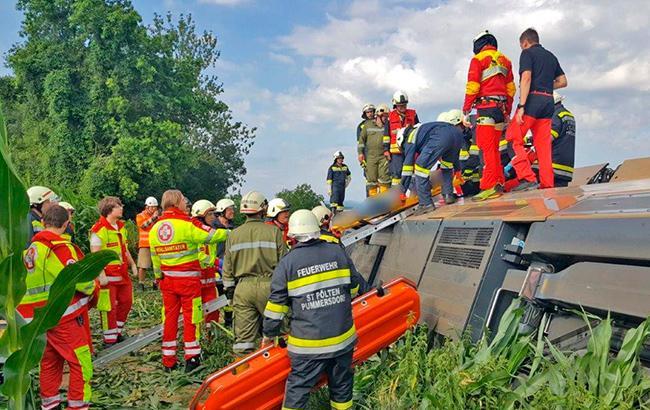 В Австрії потяг зійшов з рейок через перевищення швидкості