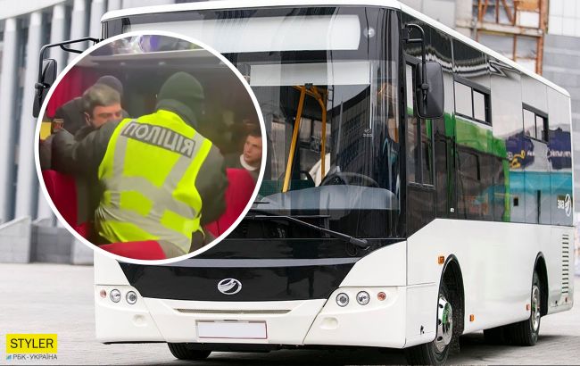 В автобусе "Одесса - Киев" полицейские "вынесли" пассажиров без COVID-сертификатов: видео реакции людей