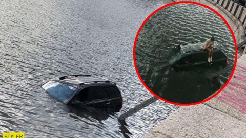 Один вопрос: как? В Харькове иномарка загадочно попала в реку (видео, фото)