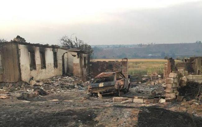 В Донецкой области пожар почти полностью уничтожил село