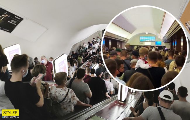 В метро Киева сломался эскалатор из-за большого количества людей: образовалась давка