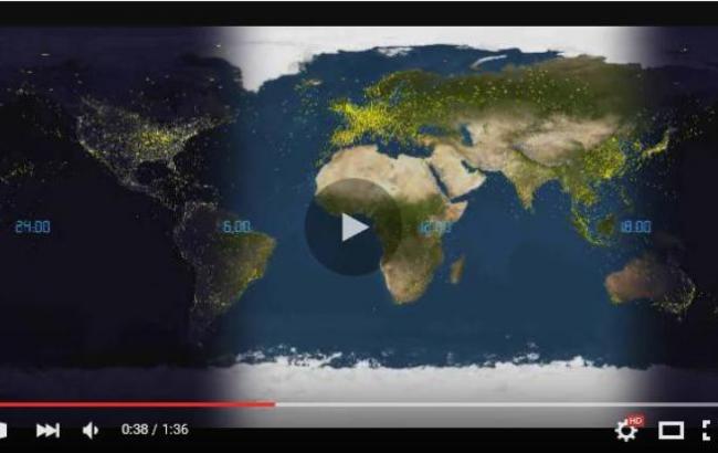 В минутном видео показали передвижения всех самолетов вокруг Земли за сутки