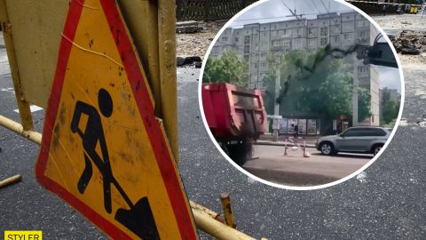 Ремонтники київських доріг стали героями соцмереж, насипавши не туди (відео)