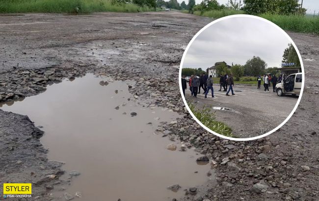 Жители шести сел на Прикарпатье перекрыли дорогу, требуя ремонта (фото)