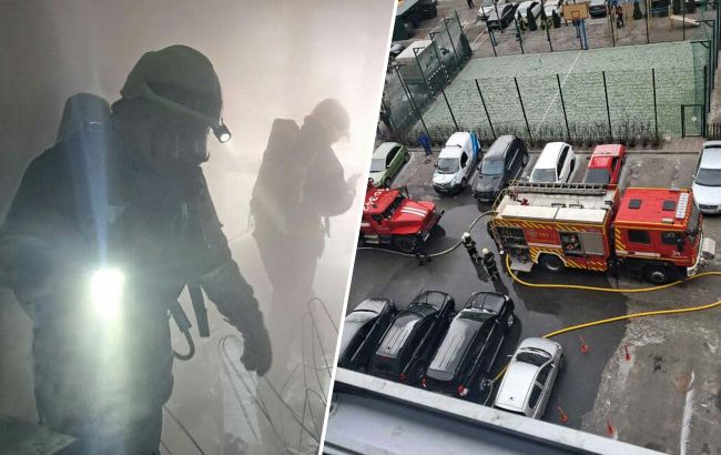 Под Киевом спасатели из-за припаркованных авто не смогли быстро потушить пожар (фото)