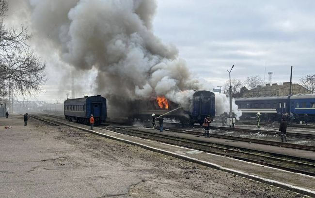В Николаеве "Шахед" попал возле пассажирского вагона