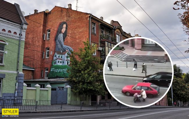 В Днепре бабушка выбежала на оживленную дорогу с детской коляской: сеть в шоке от поступка женщины (видео)