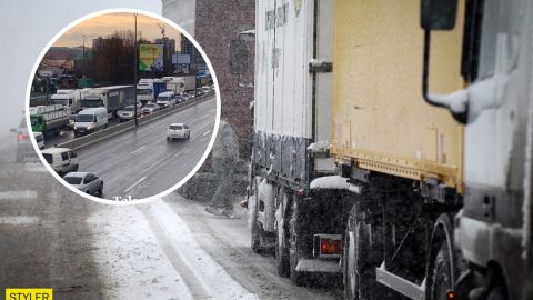 Под Киевом образовался огромный затор: стоит тысяча машин (видео)