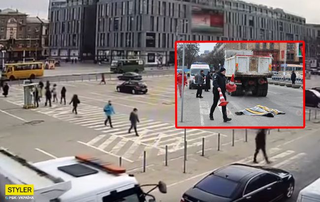 Переїхала голову: в центрі Дніпра вантажівка задавила жінку на "зебрі" (відео 18+)