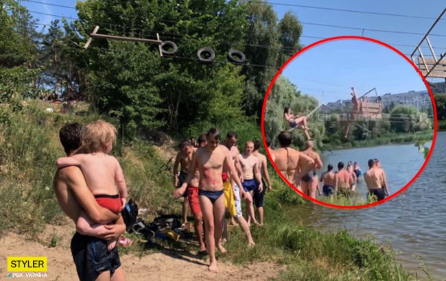 Люди полетіли вниз: в Харкові впав канатний міст (відео)