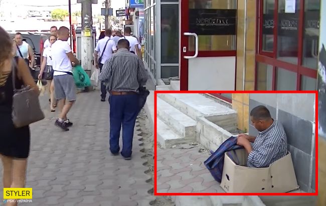 Встал и пошел: в Черновцах охранники рынка "исцелили" безногого нищего (видео)