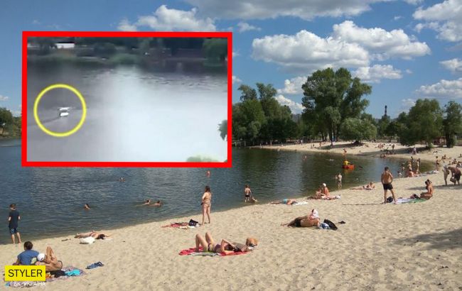В Киеве на озере перевернулся катамаран с людьми: видео инцидента