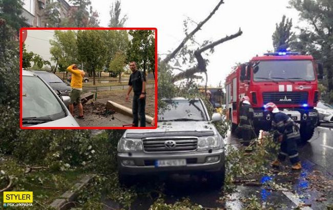 На Киев обрушился ураган: впечатляющие видео бурлящей стихии