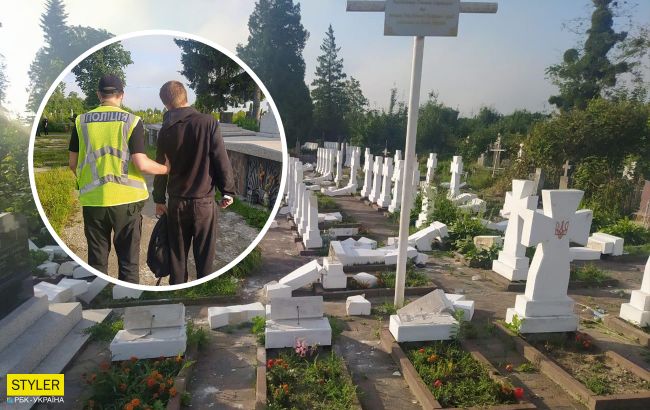 Под Львовом вандал разгромил кладбище: разбито 59 крестов и памятников сечевых стрельцов