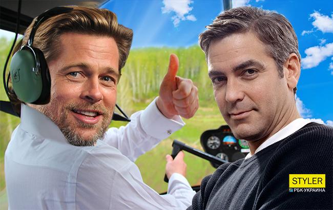 Брэд Питт прилетел к детям Джорджа Клуни на вертолете