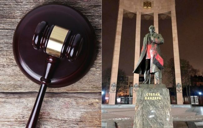 Суд во Львове дал условное курсанту, который за тысячу гривен облил краской памятник Бандере