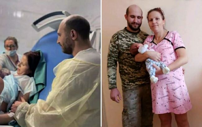 Трогательная история воссоединения семьи в больнице: раненый защитник обнял новорожденного сына